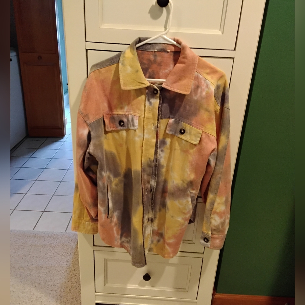 Vibrant Tie-Dye Longer Jean Jacket